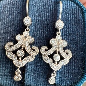 Designer PENNY PREVILLE~ 18K White Gold Diamond Chandelier Dangle Earrings $4320